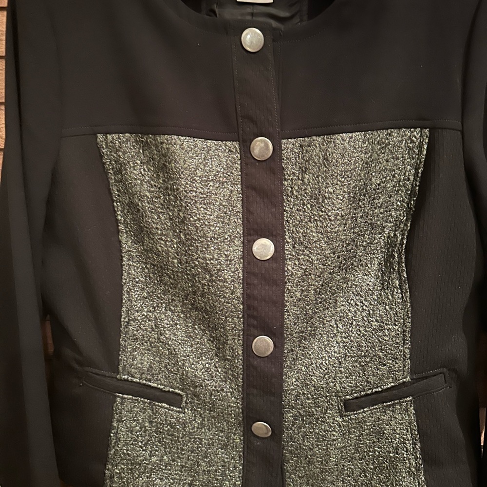 CAbi nwot never worn cotton blend black and gray textured blazer size M